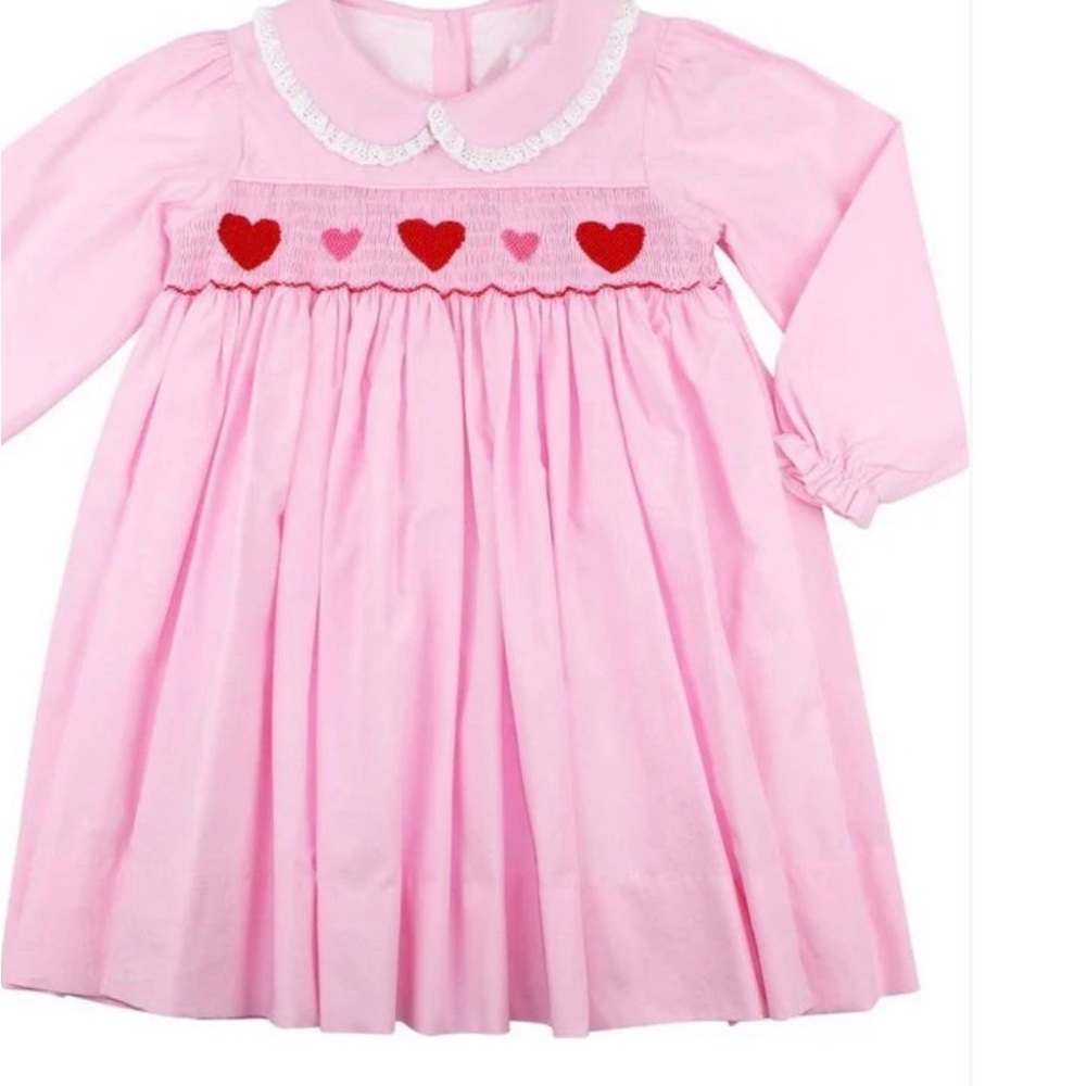 Cecil & Lou Pink Smocked Hearts Eyelet Dress
